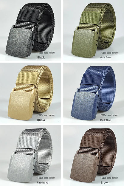 Men's casual belt for outdoor activities, made of canvas and nylon, without metal