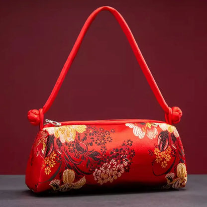 Women's shoulder/handbag in embroidered silk