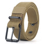 Unisex canvas belt with pin buckle and leather eyelet details