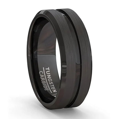 Men's 8mm black stainless steel ring