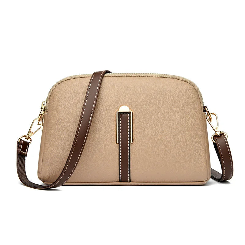 Women's genuine leather handbag with flap, luxurious, messenger style, crossbody