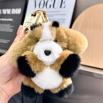 Plush keychain with an adorable and fun dog/rabbit pendant