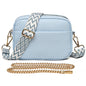 Women's leather tote bag, classic style with crossbody strap and chain detail