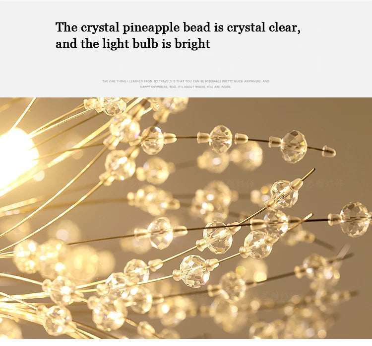 Luminária pendente LED moderna Sky Star Fireball Crystal, modelo Dandelion, ideal para restaurantes, salas de estar e bares. Arte dinamarquesa.