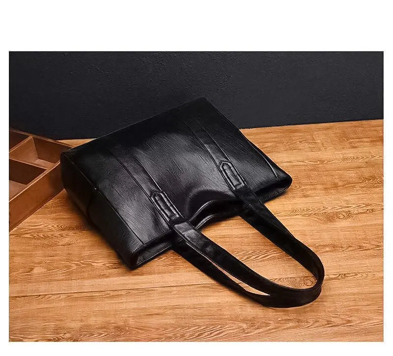 Large-capacity solid-color vintage-style women's handbag