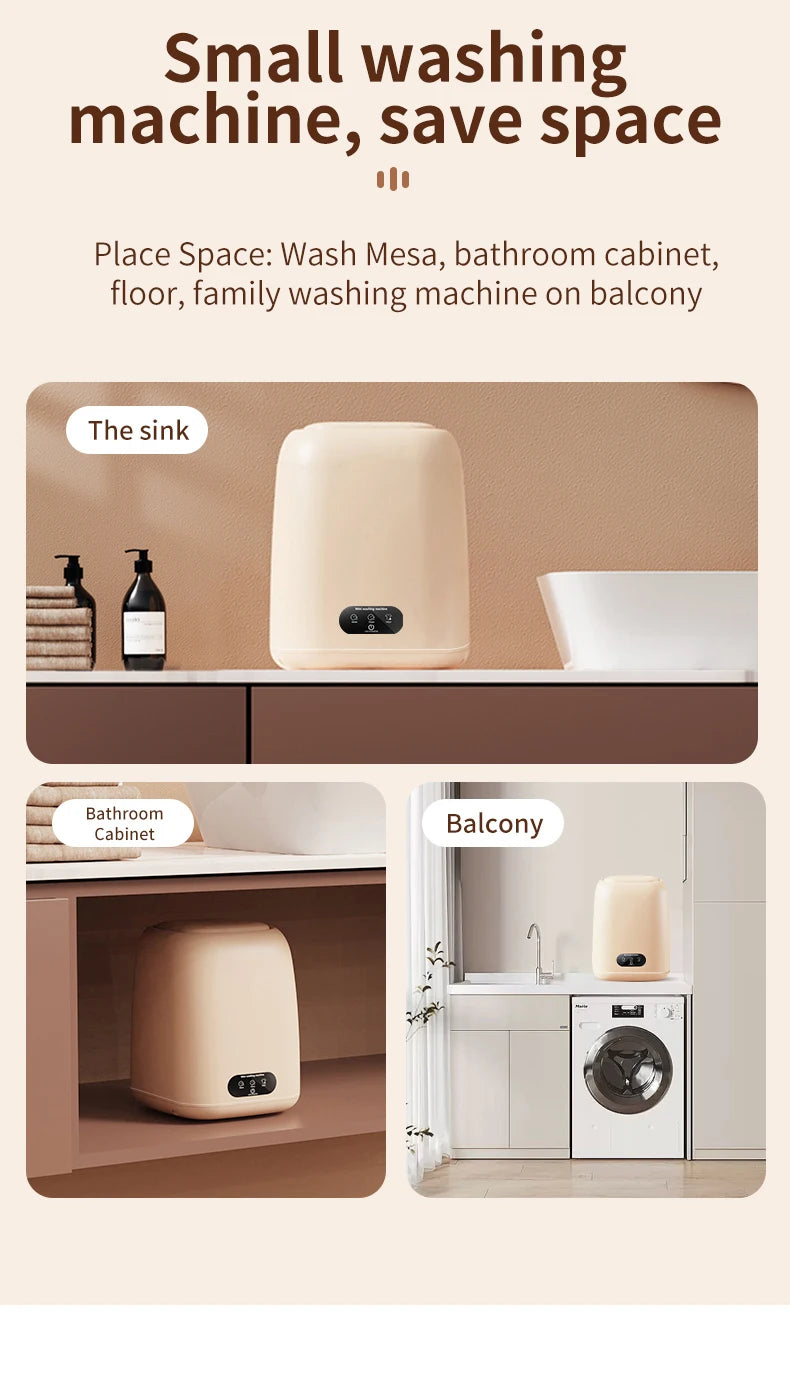 Fully Automatic Portable Mini Washer with Spin-Dry Function (220V) for Underwear and Children's Clothing