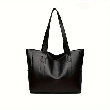 Large-capacity solid-color vintage-style women's handbag