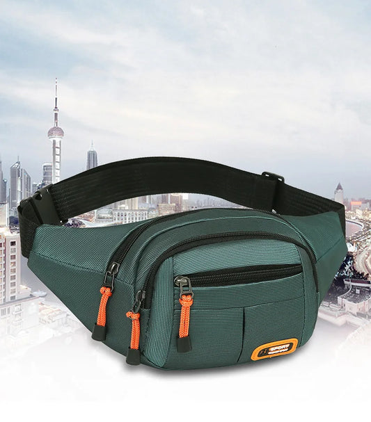 Multifunctional unisex waist bag with large capacity and waterproof properties