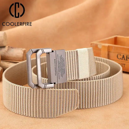 Elegant, casual, tactical men's belt in nylon fabric, military style, to wear with jeans