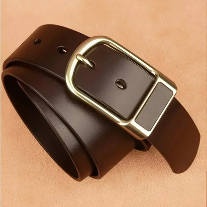 Men's casual and modern cowboy-style belt with a pin buckle, retro style for formal occasions