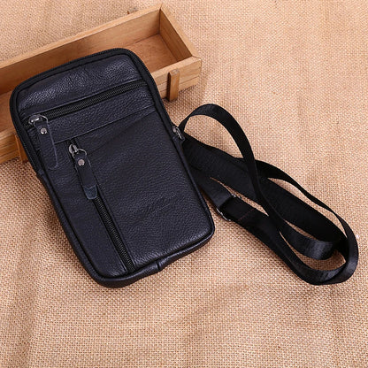 Men's small, crossbody PU leather waist bag for cell phone and other items