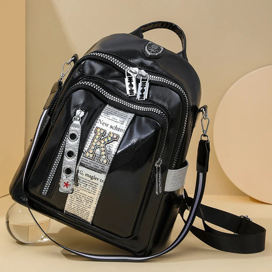 Women's multifunctional backpack with a modern design, made of anti-theft synthetic leather, spacious and stylish