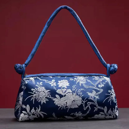 Women's shoulder/handbag in embroidered silk