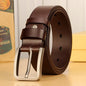 Men's leather belt with metal alloy pin buckle