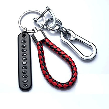 Modern DIY cell phone plate pendant keychain for men, made of braided leather cord, anti-loss accessory for car keys