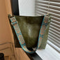 Women's bohemian-style handbag with vintage embroidery and a wide strap