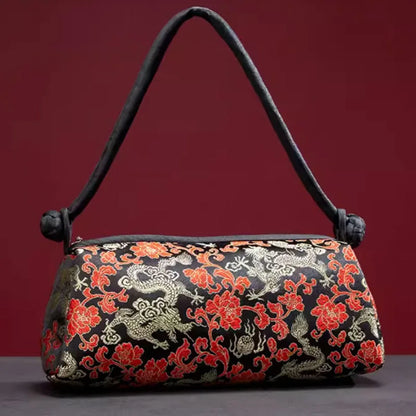 Women's shoulder/handbag in embroidered silk