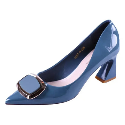 Elegant patent leather high-heeled shoes