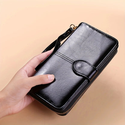 Women's leather wallet with coin and card compartments, available in a variety of colors.