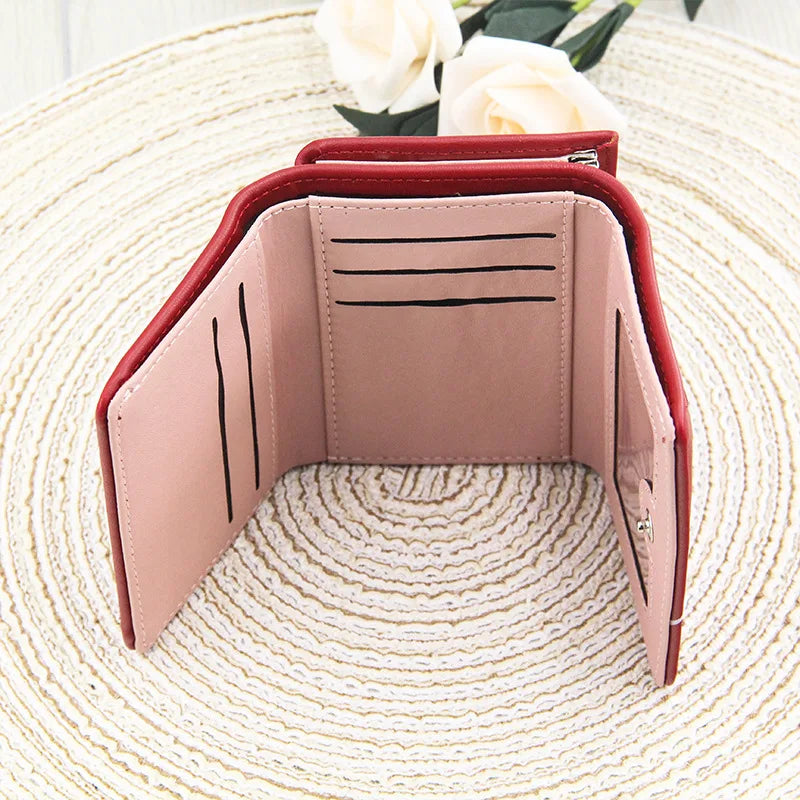 Girls' wallet for teenagers with cartoon letter print and three folds