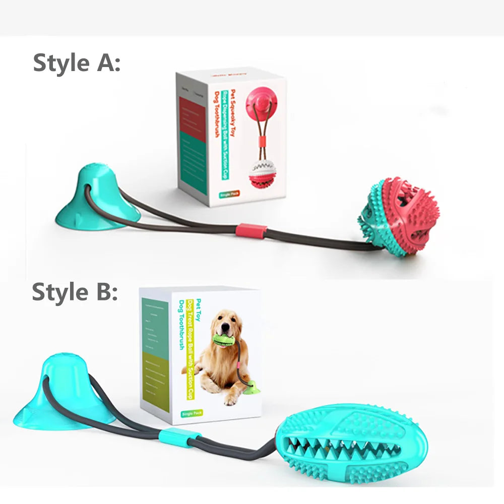 Interactive silicone toy with suction cup for dogs, ideal for chewing and cleaning teeth