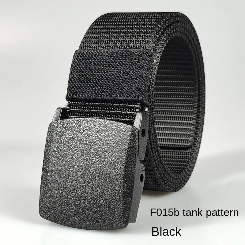 Men's casual belt for outdoor activities, made of canvas and nylon, without metal