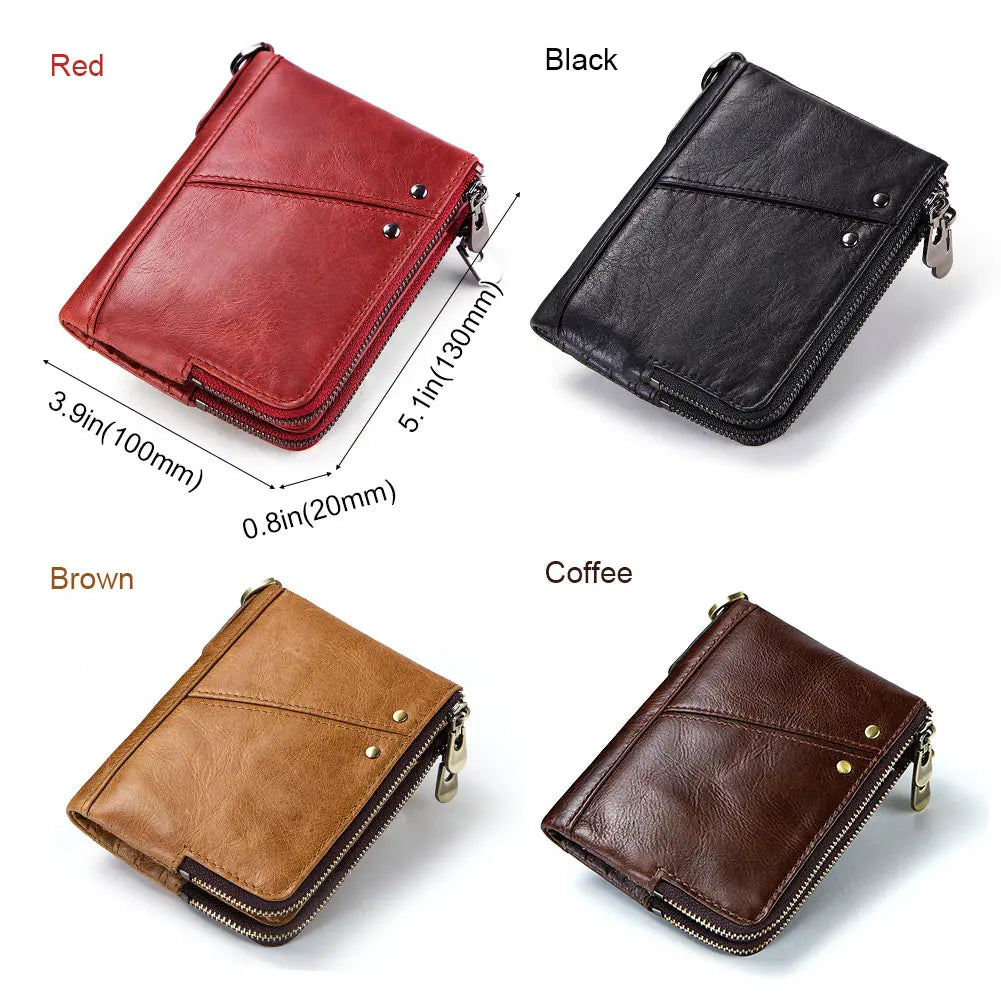 Unisex wallet in genuine leather, compact, with a sophisticated design and RFID-protected compartment for cards