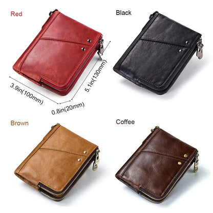 Unisex wallet in genuine leather, compact, with a sophisticated design and RFID-protected compartment for cards