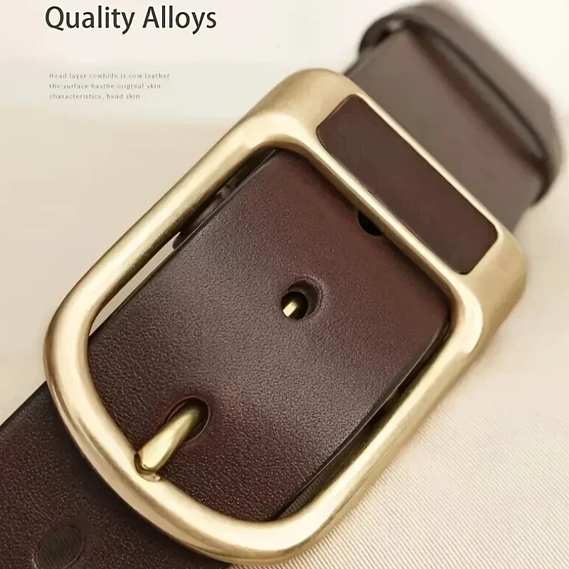 Men's casual and modern cowboy-style belt with a pin buckle, retro style for formal occasions