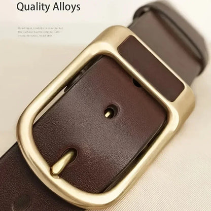 Men's casual and modern cowboy-style belt with a pin buckle, retro style for formal occasions