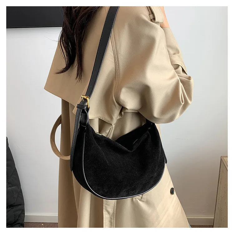 Women's vintage suede crossbody bag, casual and versatile