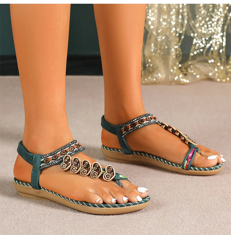 Women's bohemian style flip-flops
