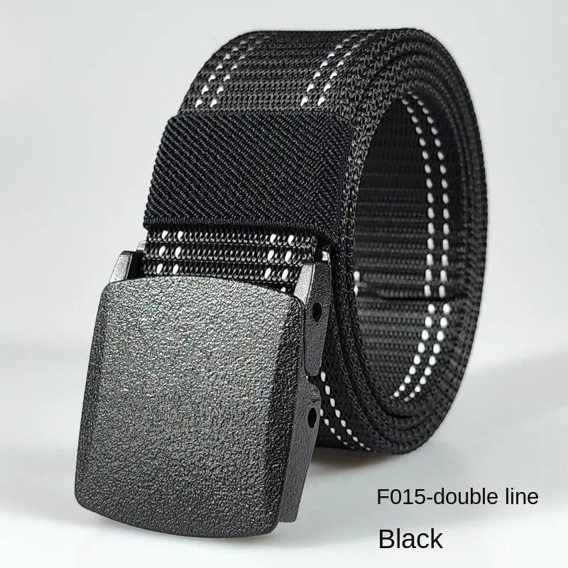 Men's casual belt for outdoor activities, made of canvas and nylon, without metal