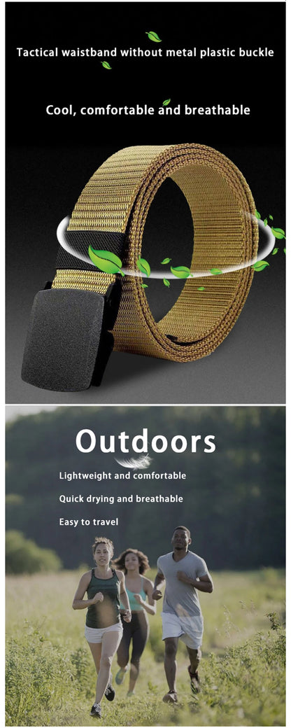 Canvas belt for men and women, tactical style, made of nylon, without metal.