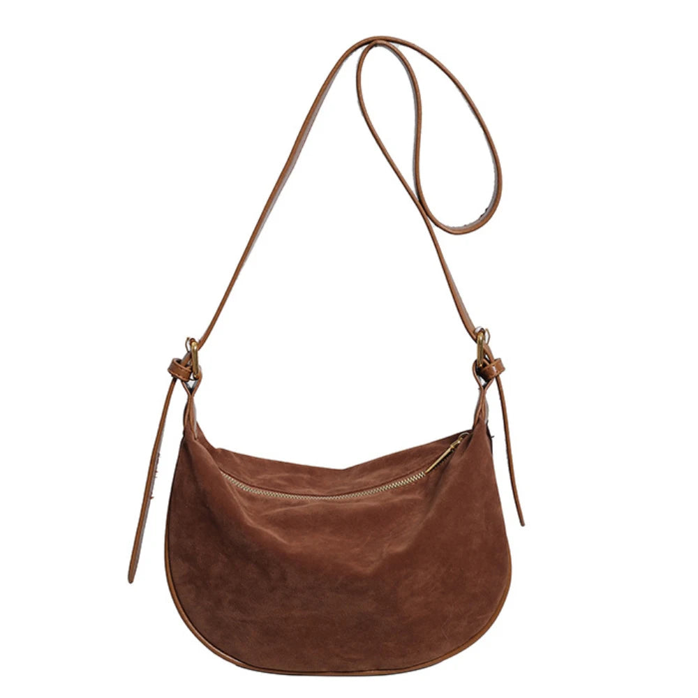 Women's vintage suede crossbody bag, casual and versatile