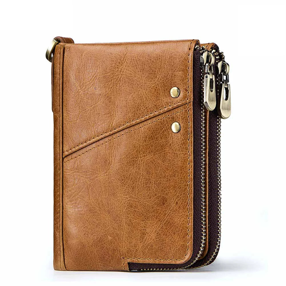 Unisex wallet in genuine leather, compact, with a sophisticated design and RFID-protected compartment for cards