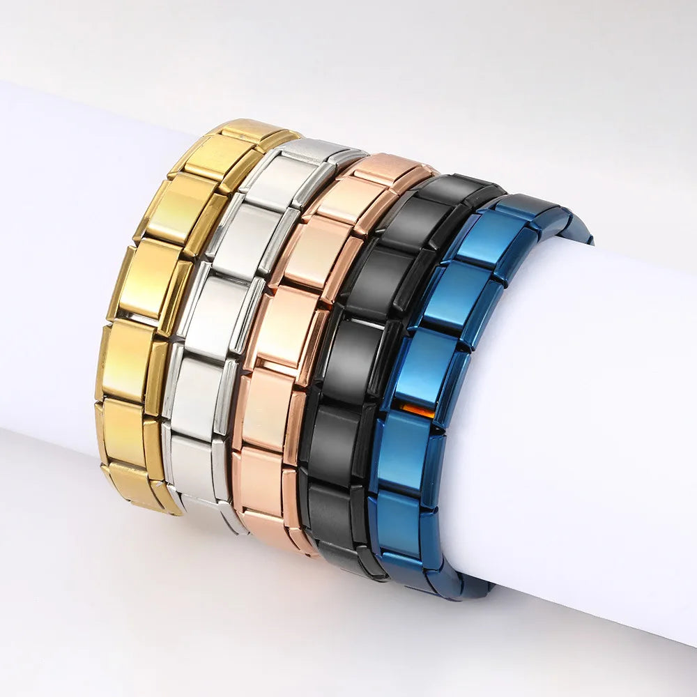 Italian-Style Square-Link Stainless Steel Bracelets – Unisex – Flexible Italian Links
