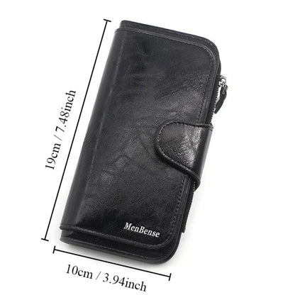 Women's leather wallet with three folds vintage style
