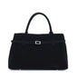 Women's handbag made of synthetic suede with a decorative buckle, large capacity, and snap closure
