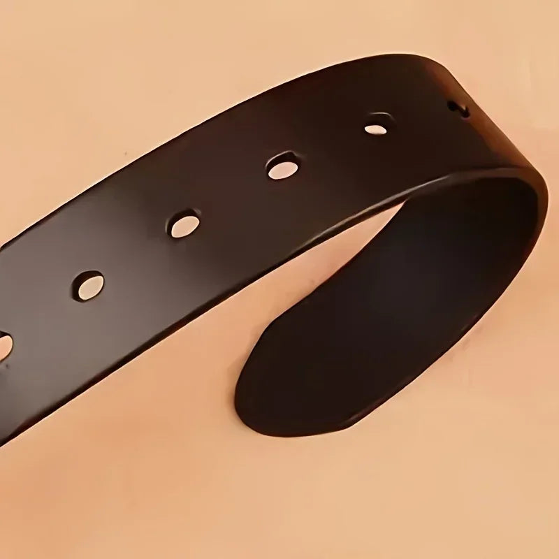 Men's casual and modern cowboy-style belt with a pin buckle, retro style for formal occasions