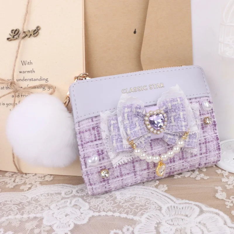 Small women's girls leather wallet