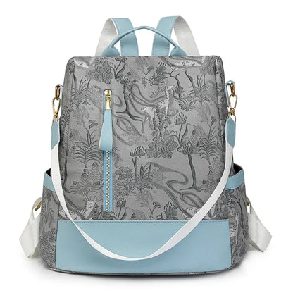 Women's Leather Backpack with Anti-Theft Design and Color-Blocking Style – Multifunctional with Large Capacity