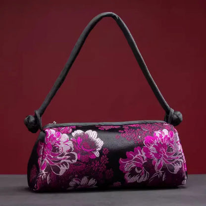 Women's shoulder/handbag in embroidered silk