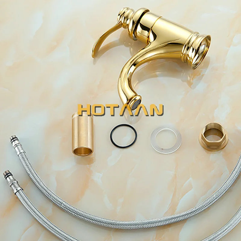 Crane 6-inch antique brass lavatory faucet