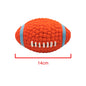 Soft latex ball with a squeaker for small and large dogs. Shaped like a game ball such as rugby, tennis, volleyball, soccer, and basketball. Engages your pet in play and helps clean their teeth