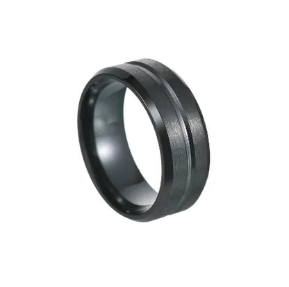 Men's 8mm black stainless steel ring