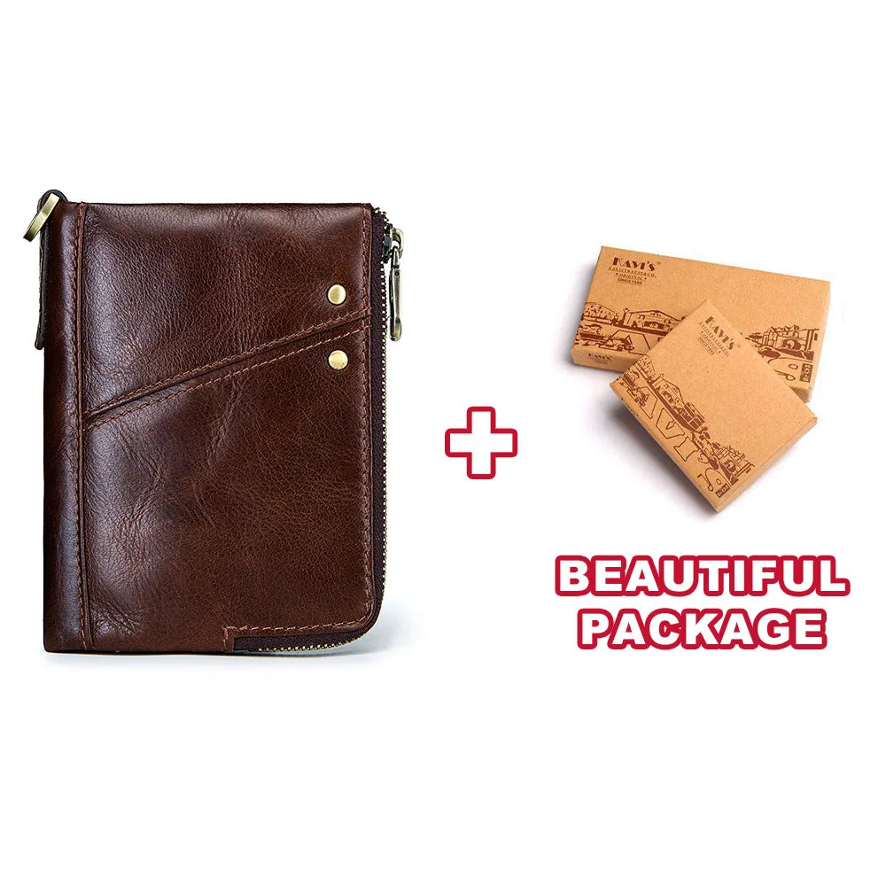 Unisex wallet in genuine leather, compact, with a sophisticated design and RFID-protected compartment for cards
