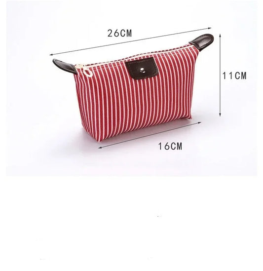 Striped "Dumpling" Style Makeup Bag – Foldable
