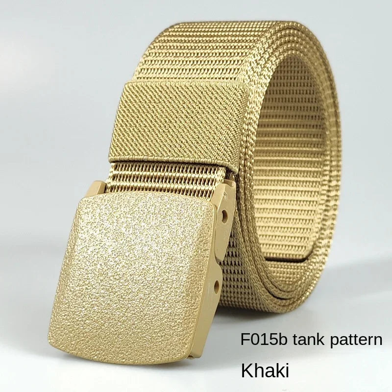 Men's casual belt for outdoor activities, made of canvas and nylon, without metal