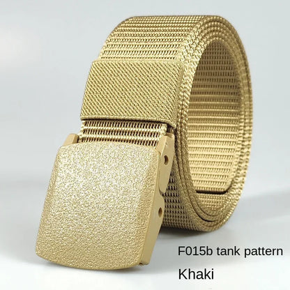 Men's casual belt for outdoor activities, made of canvas and nylon, without metal